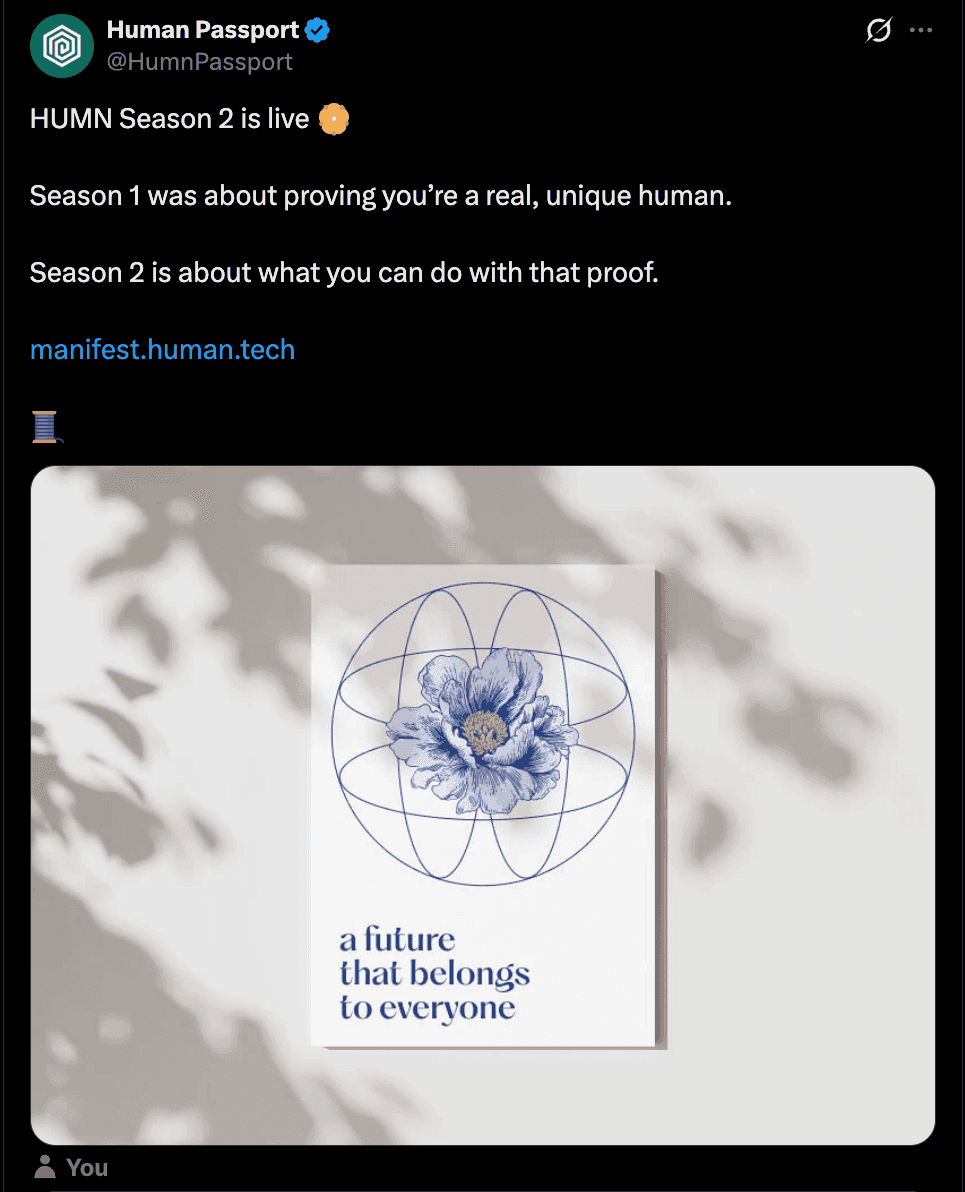 HUMN Season 2 announcement from Human Passport