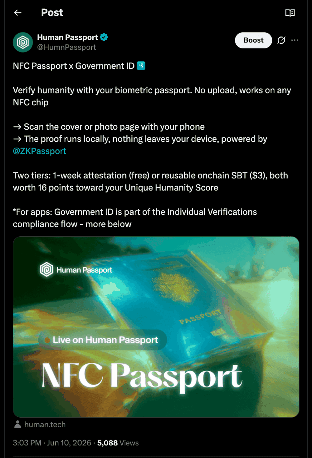 The NFC Passport launch: verify humanity with a biometric passport, powered by ZKPassport