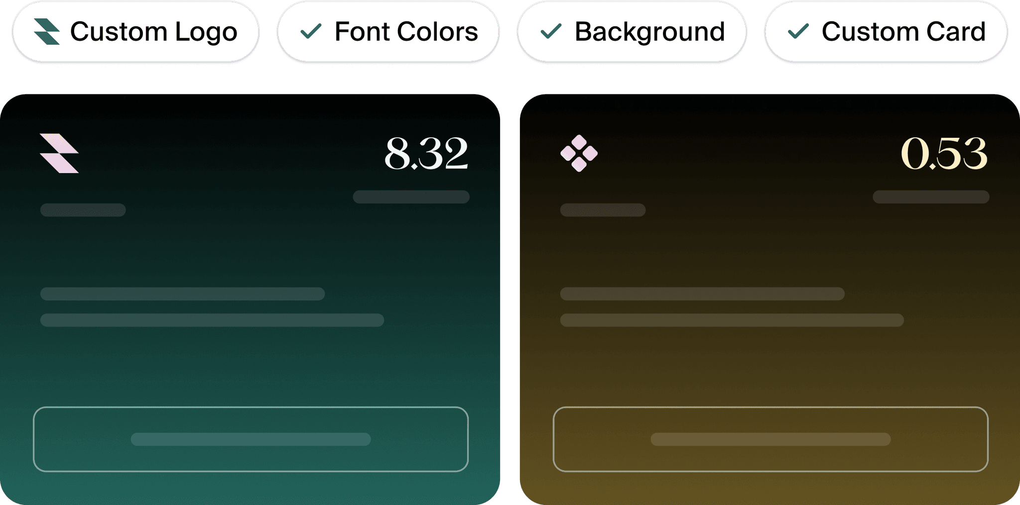Customisable Passport score cards: custom logo, font colors, background, custom card