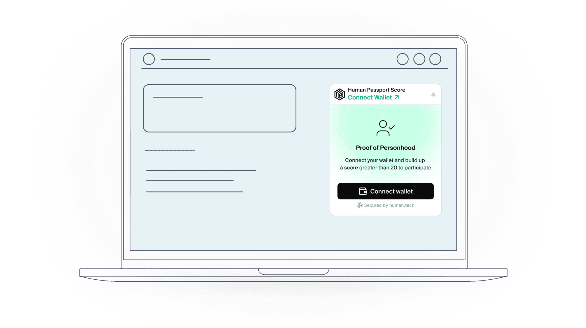 Passport Embed widget running inside a website on a laptop